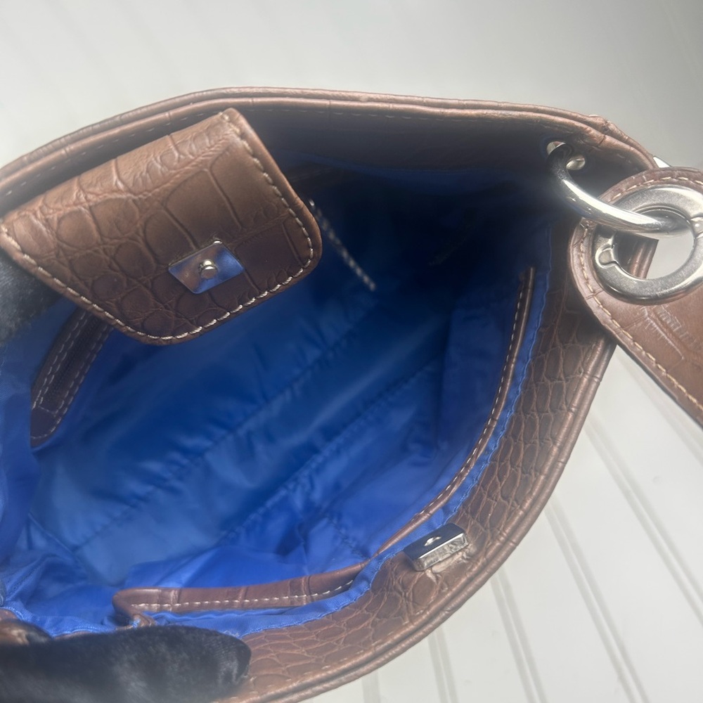 Tommy Hilfiger Vintage Y2K Brown Crocodile-Embossed Shoulder Bag - Picture 8 of 13